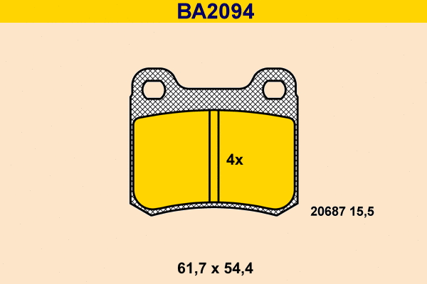 BA2094 BARUM Комплект тормозных колодок, дисковый тормоз (фото 1)