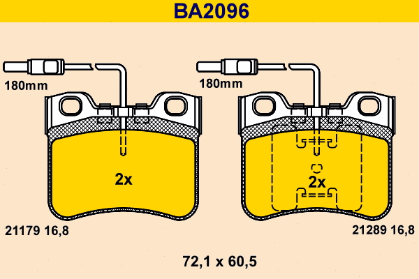 BA2096 BARUM Комплект тормозных колодок, дисковый тормоз (фото 1)