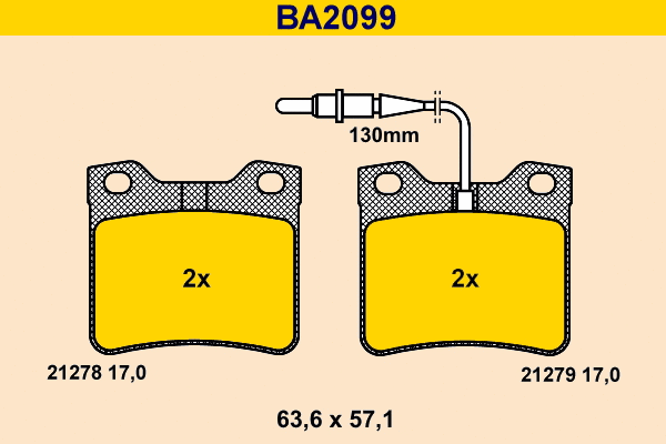 BA2099 BARUM Комплект тормозных колодок, дисковый тормоз (фото 1)