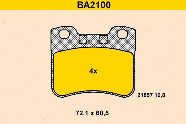BA2100 BARUM Комплект тормозных колодок, дисковый тормоз (фото 1)