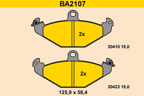 BA2107 BARUM Комплект тормозных колодок, дисковый тормоз (фото 1)