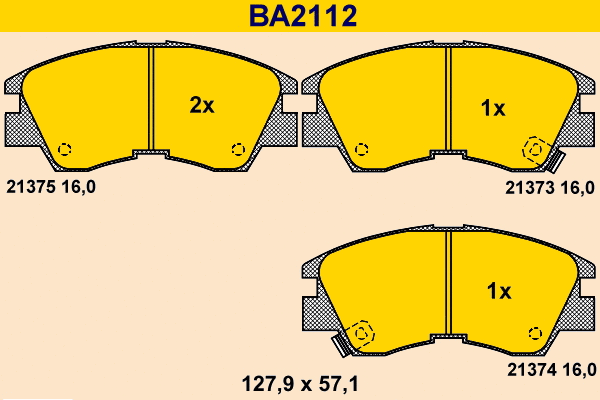 BA2112 BARUM Комплект тормозных колодок, дисковый тормоз (фото 1)
