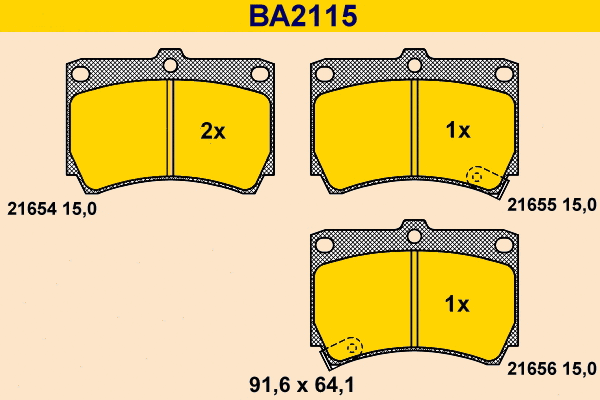 BA2115 BARUM Комплект тормозных колодок, дисковый тормоз (фото 1)