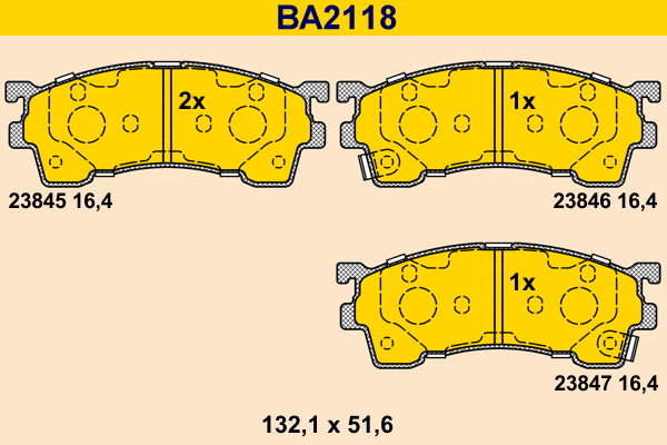 BA2118 BARUM Комплект тормозных колодок, дисковый тормоз (фото 1)