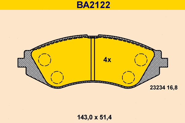 BA2122 BARUM Комплект тормозных колодок, дисковый тормоз (фото 1)