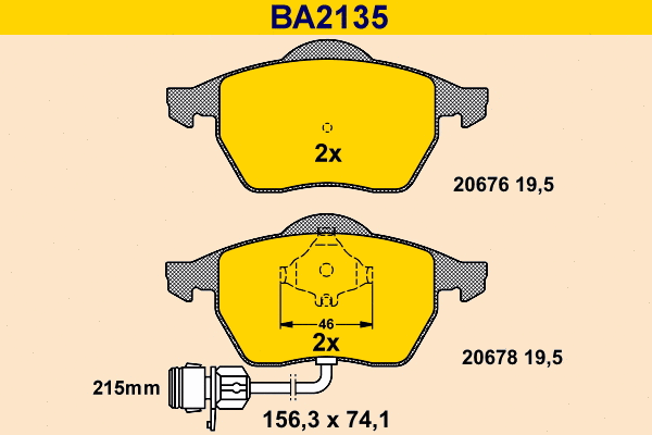 BA2135 BARUM Комплект тормозных колодок, дисковый тормоз (фото 1)