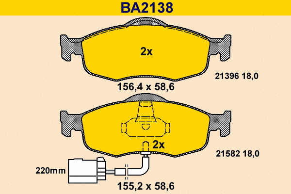BA2138 BARUM Комплект тормозных колодок, дисковый тормоз (фото 1)