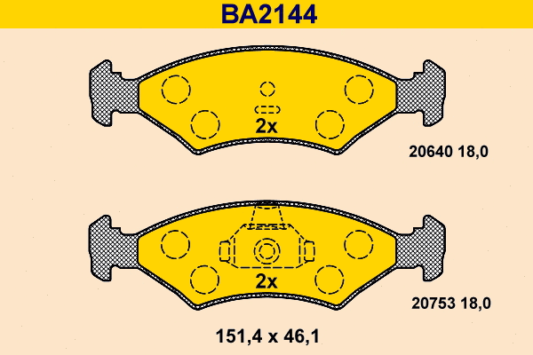 BA2144 BARUM Комплект тормозных колодок, дисковый тормоз (фото 1)