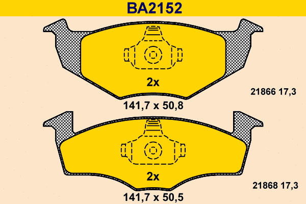 BA2152 BARUM Комплект тормозных колодок, дисковый тормоз (фото 1)