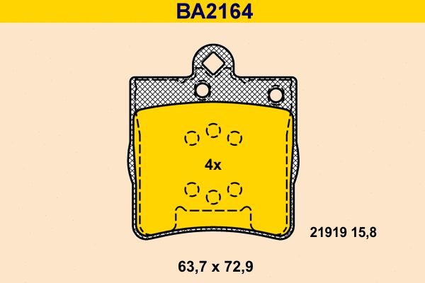 BA2164 BARUM Комплект тормозных колодок, дисковый тормоз (фото 1)