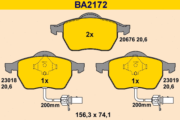 BA2172 BARUM Комплект тормозных колодок, дисковый тормоз (фото 1)