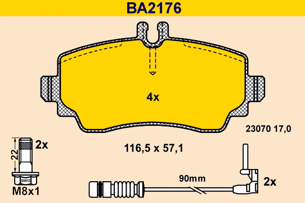 BA2176 BARUM Комплект тормозных колодок, дисковый тормоз (фото 1)