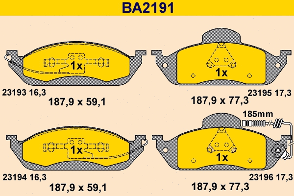 BA2191 BARUM Комплект тормозных колодок, дисковый тормоз (фото 1)