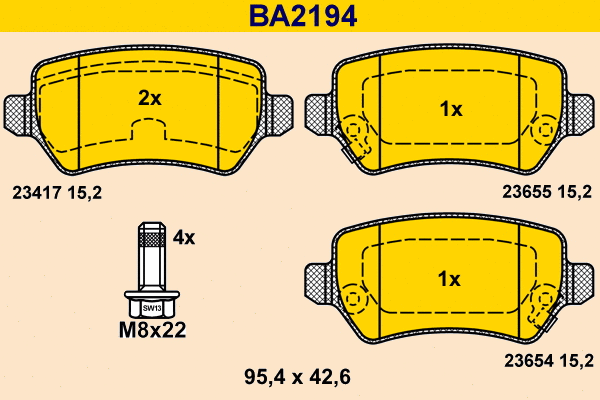 BA2194 BARUM Комплект тормозных колодок, дисковый тормоз (фото 1)