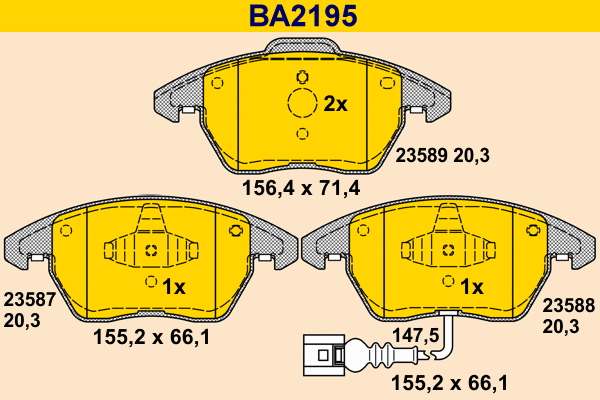 BA2195 BARUM Комплект тормозных колодок, дисковый тормоз (фото 1)