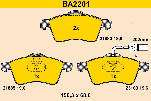 BA2201 BARUM Комплект тормозных колодок, дисковый тормоз (фото 1)