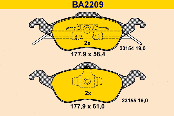 BA2209 BARUM Комплект тормозных колодок, дисковый тормоз (фото 1)