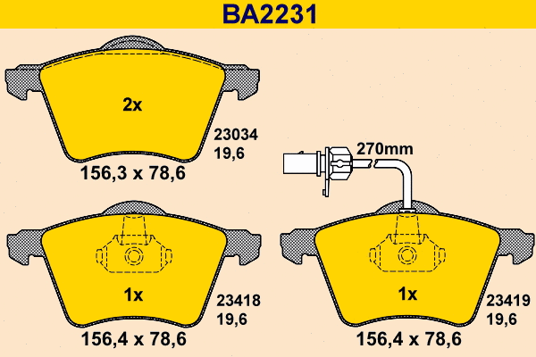 BA2231 BARUM Комплект тормозных колодок, дисковый тормоз (фото 1)