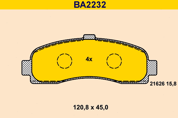 BA2232 BARUM Комплект тормозных колодок, дисковый тормоз (фото 1)
