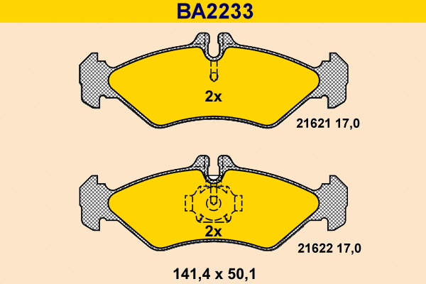 BA2233 BARUM Комплект тормозных колодок, дисковый тормоз (фото 1)