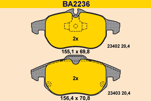 BA2236 BARUM Комплект тормозных колодок, дисковый тормоз (фото 1)