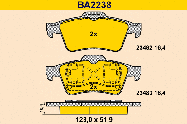BA2238 BARUM Комплект тормозных колодок, дисковый тормоз (фото 1)