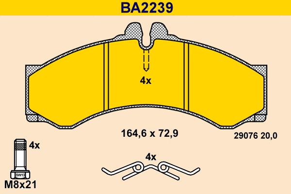 BA2239 BARUM Комплект тормозных колодок, дисковый тормоз (фото 1)