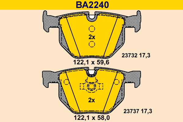 BA2240 BARUM Комплект тормозных колодок, дисковый тормоз (фото 1)
