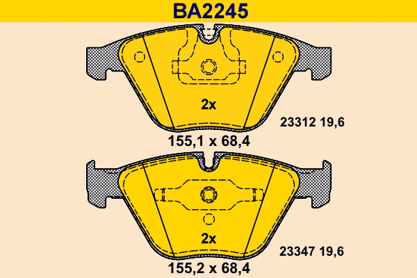 BA2245 BARUM Комплект тормозных колодок, дисковый тормоз (фото 1)