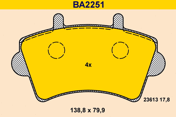 BA2251 BARUM Комплект тормозных колодок, дисковый тормоз (фото 1)