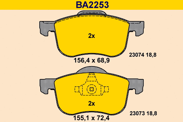 BA2253 BARUM Комплект тормозных колодок, дисковый тормоз (фото 1)