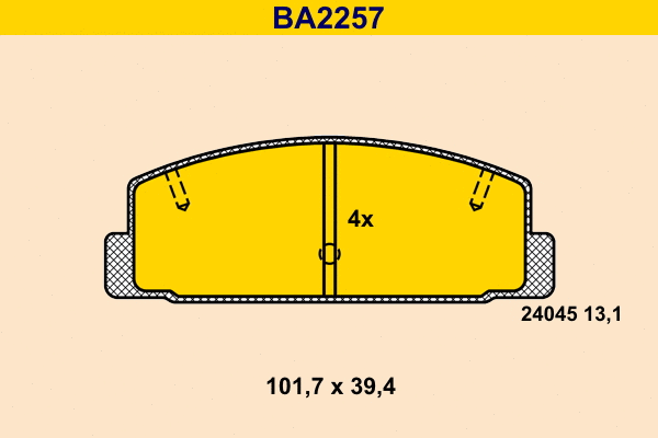 BA2257 BARUM Комплект тормозных колодок, дисковый тормоз (фото 1)