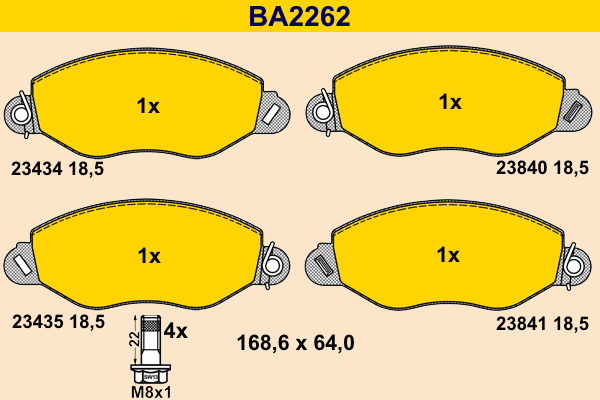 BA2262 BARUM Комплект тормозных колодок, дисковый тормоз (фото 1)