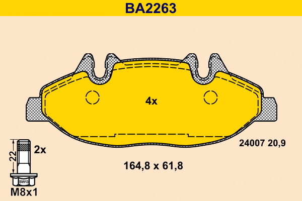 BA2263 BARUM Комплект тормозных колодок, дисковый тормоз (фото 1)