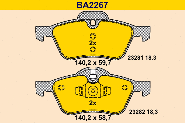 BA2267 BARUM Комплект тормозных колодок, дисковый тормоз (фото 1)