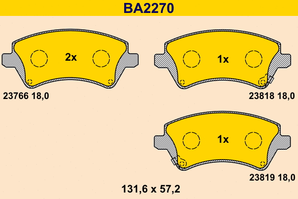 BA2270 BARUM Комплект тормозных колодок, дисковый тормоз (фото 1)