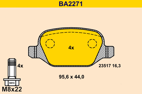 BA2271 BARUM Комплект тормозных колодок, дисковый тормоз (фото 1)