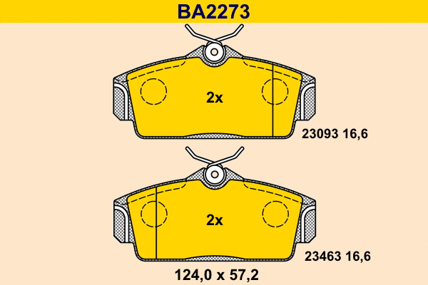 BA2273 BARUM Комплект тормозных колодок, дисковый тормоз (фото 1)