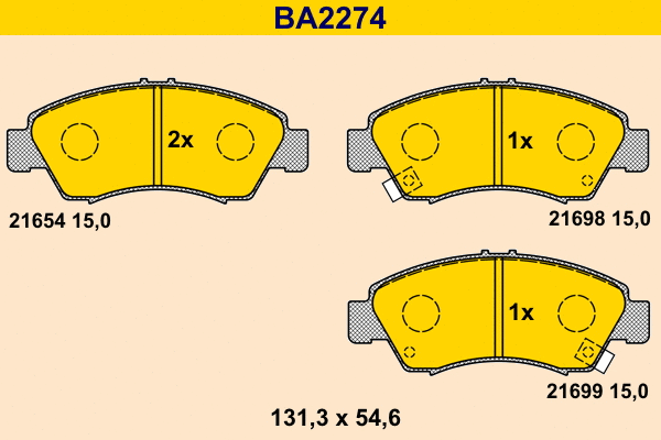 BA2274 BARUM Комплект тормозных колодок, дисковый тормоз (фото 1)