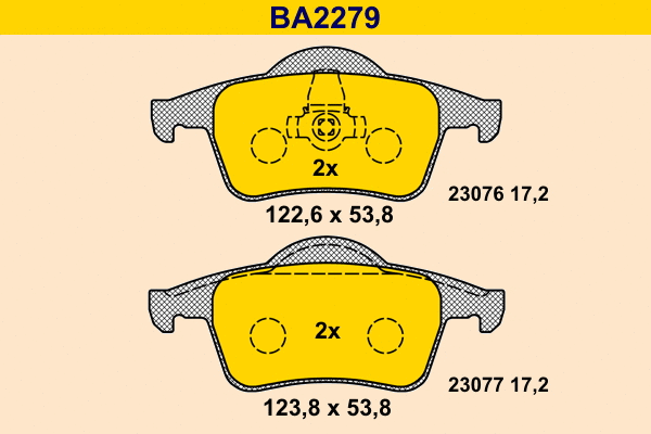 BA2279 BARUM Комплект тормозных колодок, дисковый тормоз (фото 1)