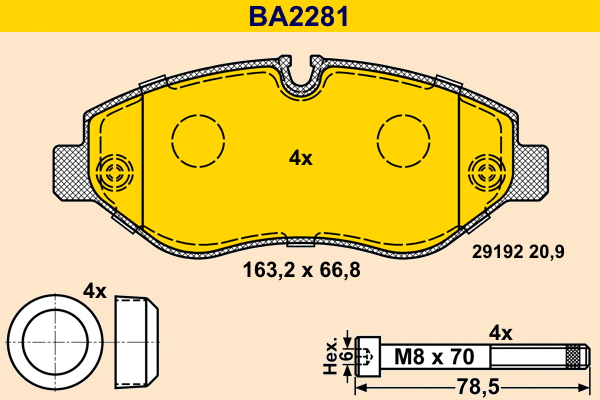 BA2281 BARUM Комплект тормозных колодок, дисковый тормоз (фото 1)
