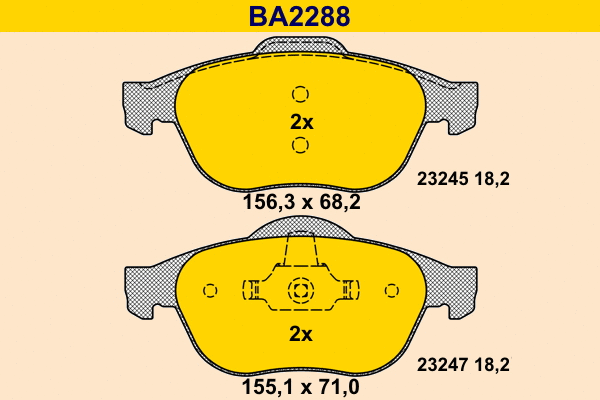 BA2288 BARUM Комплект тормозных колодок, дисковый тормоз (фото 1)