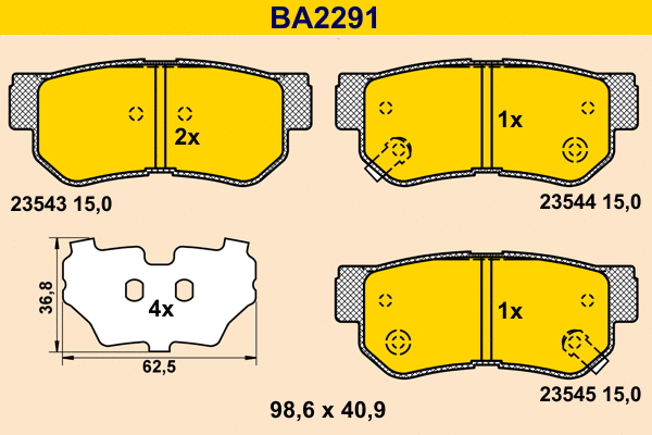 BA2291 BARUM Комплект тормозных колодок, дисковый тормоз (фото 1)