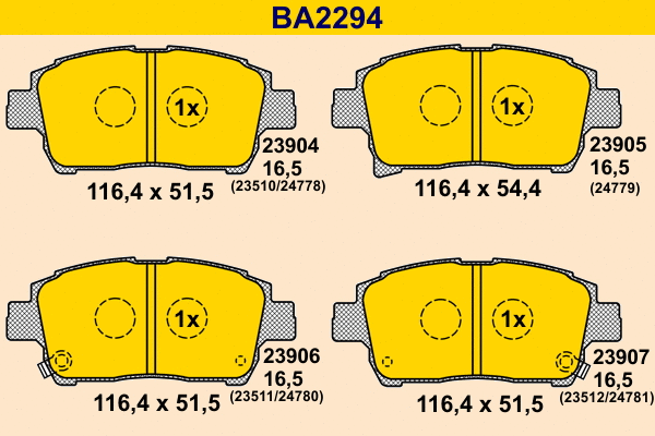 BA2294 BARUM Комплект тормозных колодок, дисковый тормоз (фото 1)