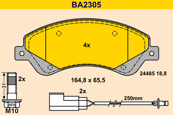 BA2305 BARUM Комплект тормозных колодок, дисковый тормоз (фото 1)