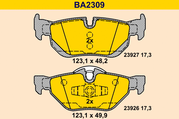 BA2309 BARUM Комплект тормозных колодок, дисковый тормоз (фото 1)