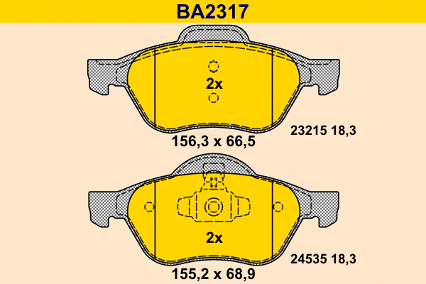 BA2317 BARUM Комплект тормозных колодок, дисковый тормоз (фото 1)