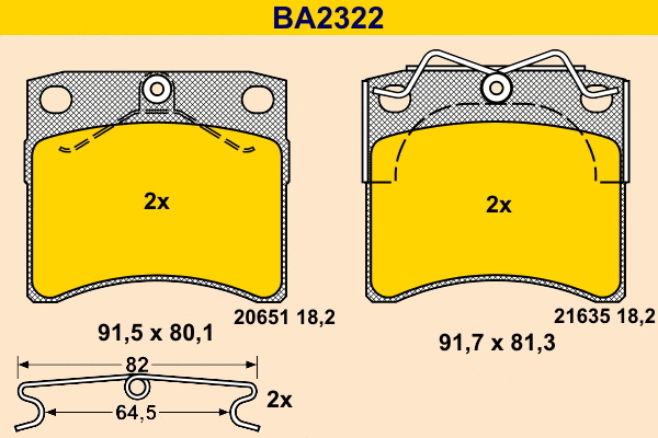 BA2322 BARUM Комплект тормозных колодок, дисковый тормоз (фото 1)