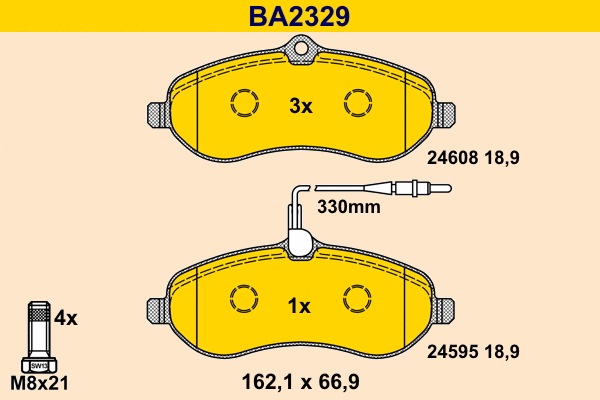 BA2329 BARUM Комплект тормозных колодок, дисковый тормоз (фото 1)