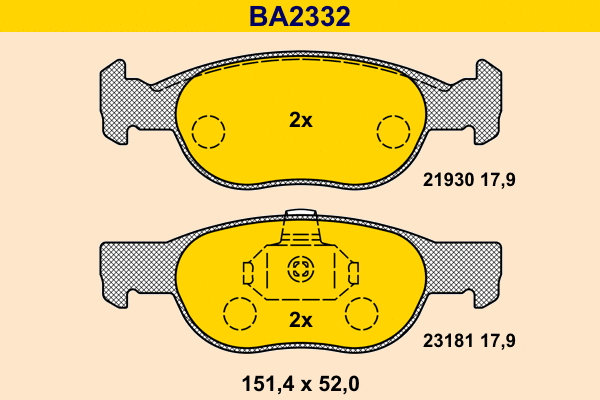 BA2332 BARUM Комплект тормозных колодок, дисковый тормоз (фото 1)